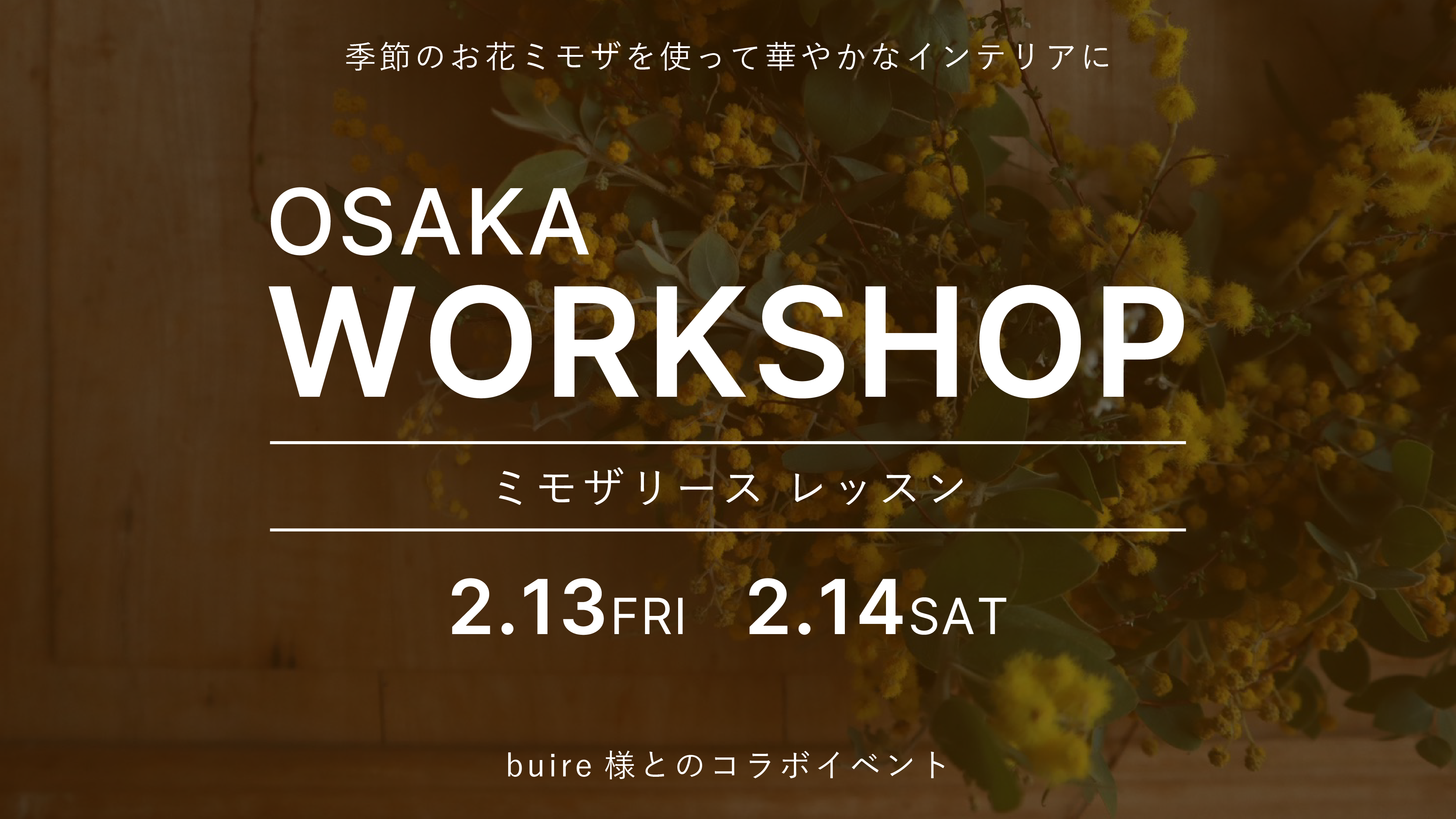 【osaka】2/13(金)、14(土) ワークショップ開催のお知らせ